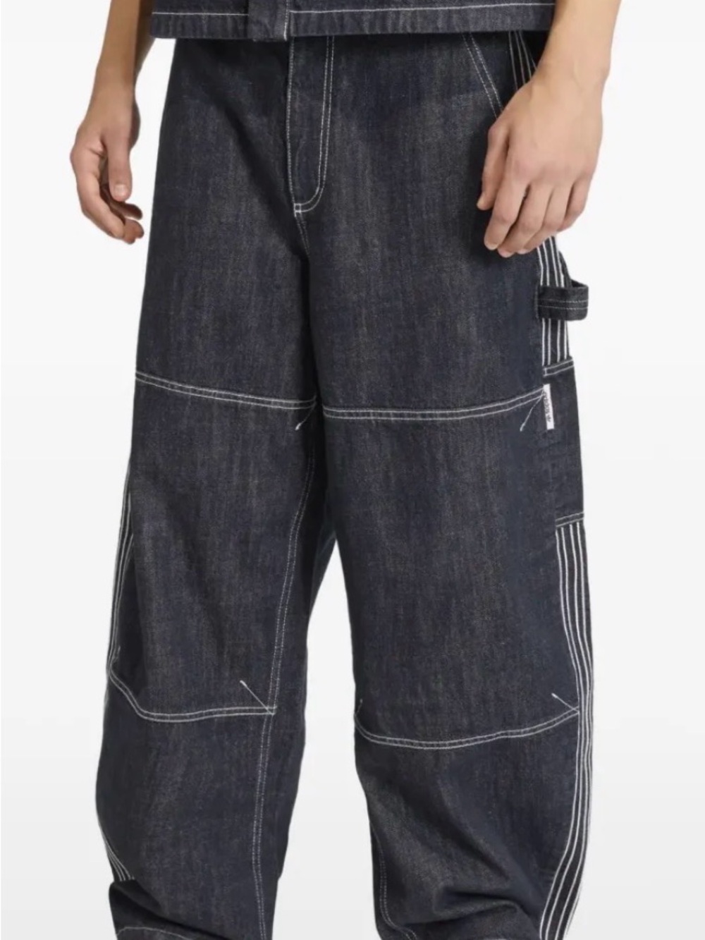 Adidas Workwear Men’s Dark Indigo Barrel Denim Carpenter Jeans - Relaxed Fit 28”